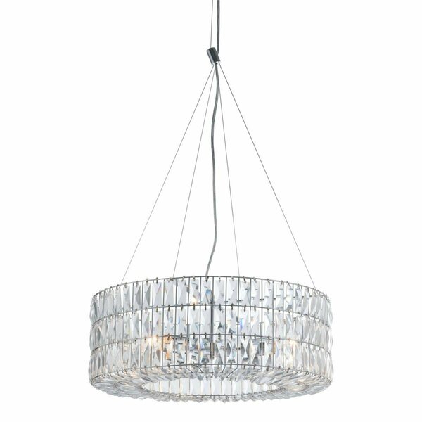 Homeroots 8.9 x 23.2 x 23.2 in. Modern Chrome & Crystal Bling Chandelier 391893